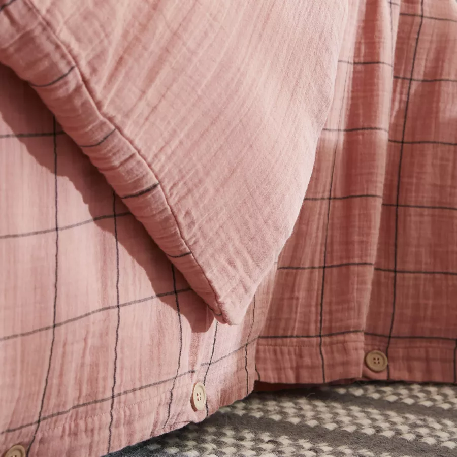 Eminza Housse De Couette Gaze De Coton (240 X 220 Cm) Gaïa Match Rose Pêche