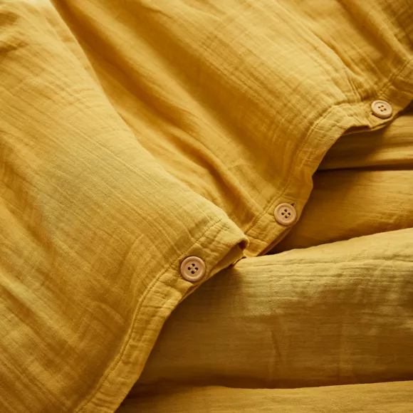 Eminza Housse De Couette Gaze De Coton (240 X 220 Cm) Gaïa Jaune Safran