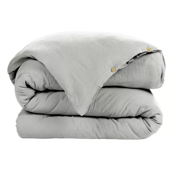 Eminza Housse De Couette Gaze De Coton (240 X 220 Cm) Gaïa Gris Nuage