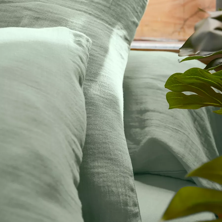 Eminza Housse De Couette Gaze De Coton (240 X 220 Cm) Gaïa Vert Eucalyptus