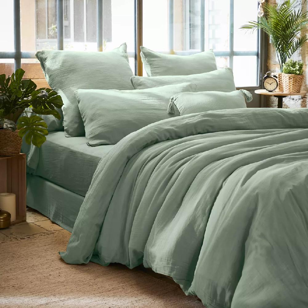 eminza Housse de couette gaze de coton (240 x 220 cm) Gaïa Vert eucalyptus