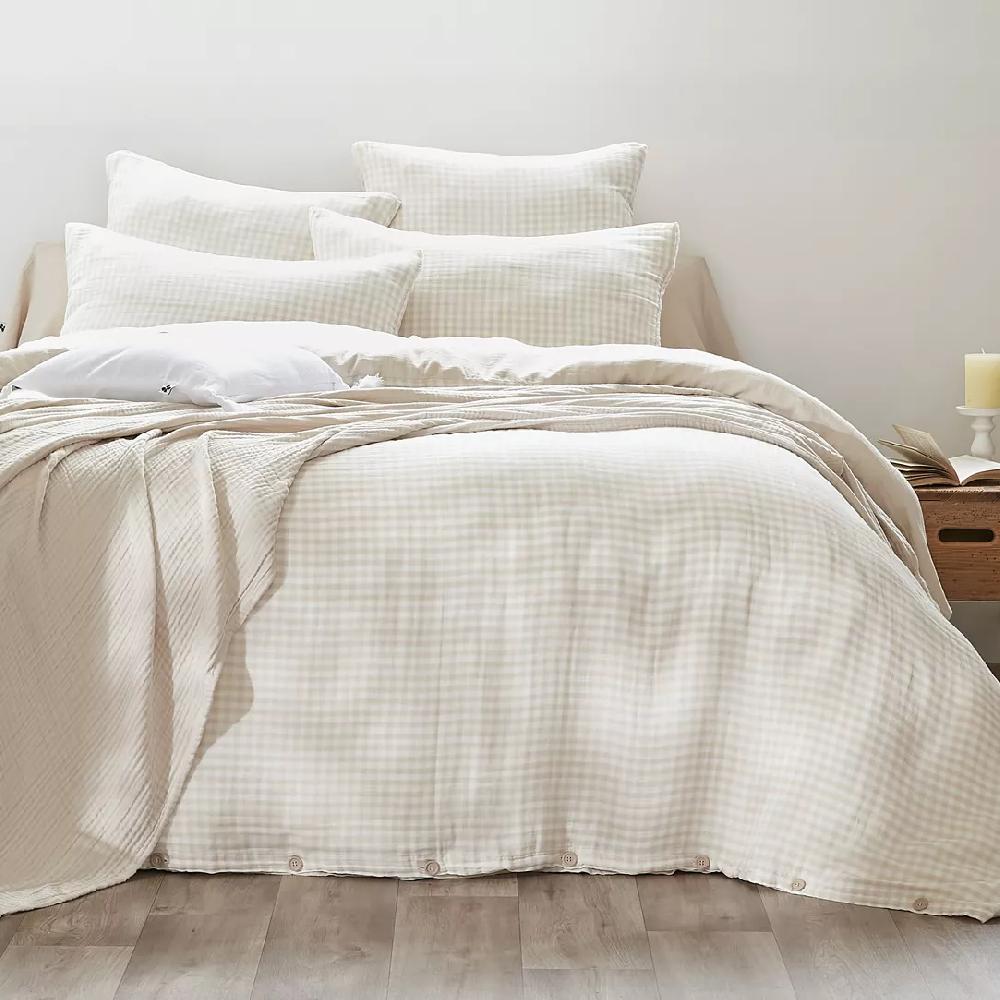 eminza Housse de couette gaze de coton (240 x 220 cm) Vickie Beige eminza Housse de couette gaze de coton (240 x 220 cm) Vickie Beige