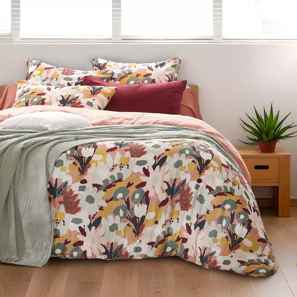 eminza Housse de couette gaze de coton (260 x 240 cm) Azel Multicolore