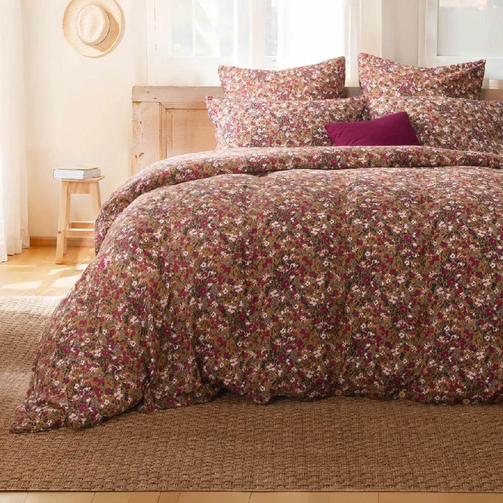 eminza Housse de couette gaze de coton (260 x 240 cm) Constance Camel