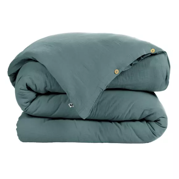 Eminza Housse De Couette Gaze De Coton (260 X 240 Cm) Gaïa Bleu Canard