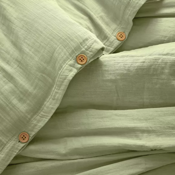 Eminza Housse De Couette Gaze De Coton (260 X 240 Cm) Gaïa Vert Tilleul