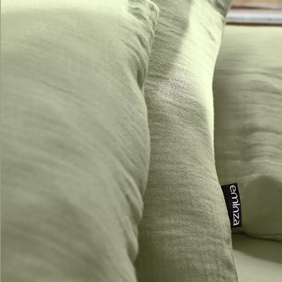 Eminza Housse De Couette Gaze De Coton (260 X 240 Cm) Gaïa Vert Tilleul
