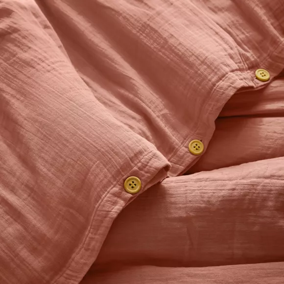 Eminza Housse De Couette Gaze De Coton (260 X 240 Cm) Gaïa Rose Pêche