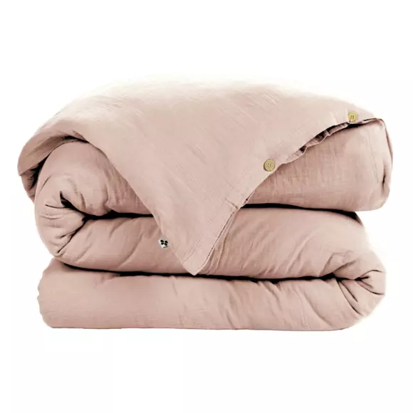 Eminza Housse De Couette Gaze De Coton (260 X 240 Cm) Gaïa Rose Poudré