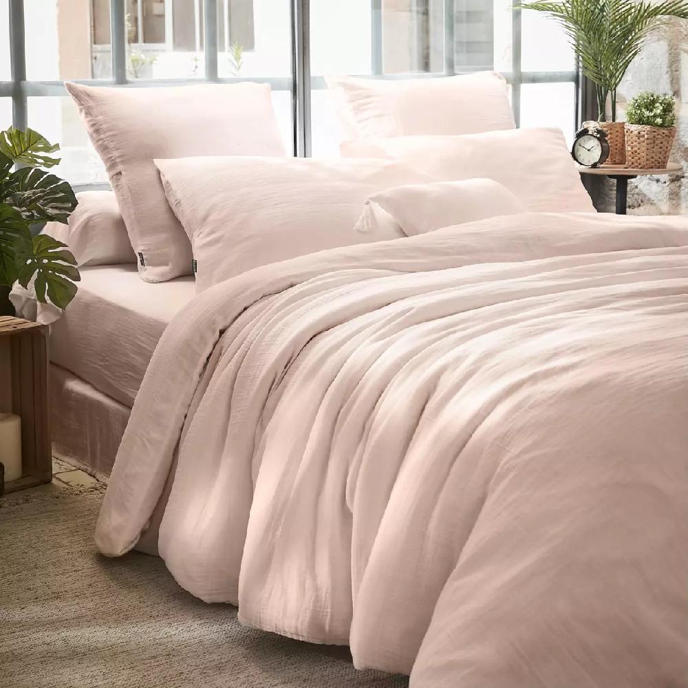 eminza Housse de couette gaze de coton (260 x 240 cm) Gaïa Rose poudré