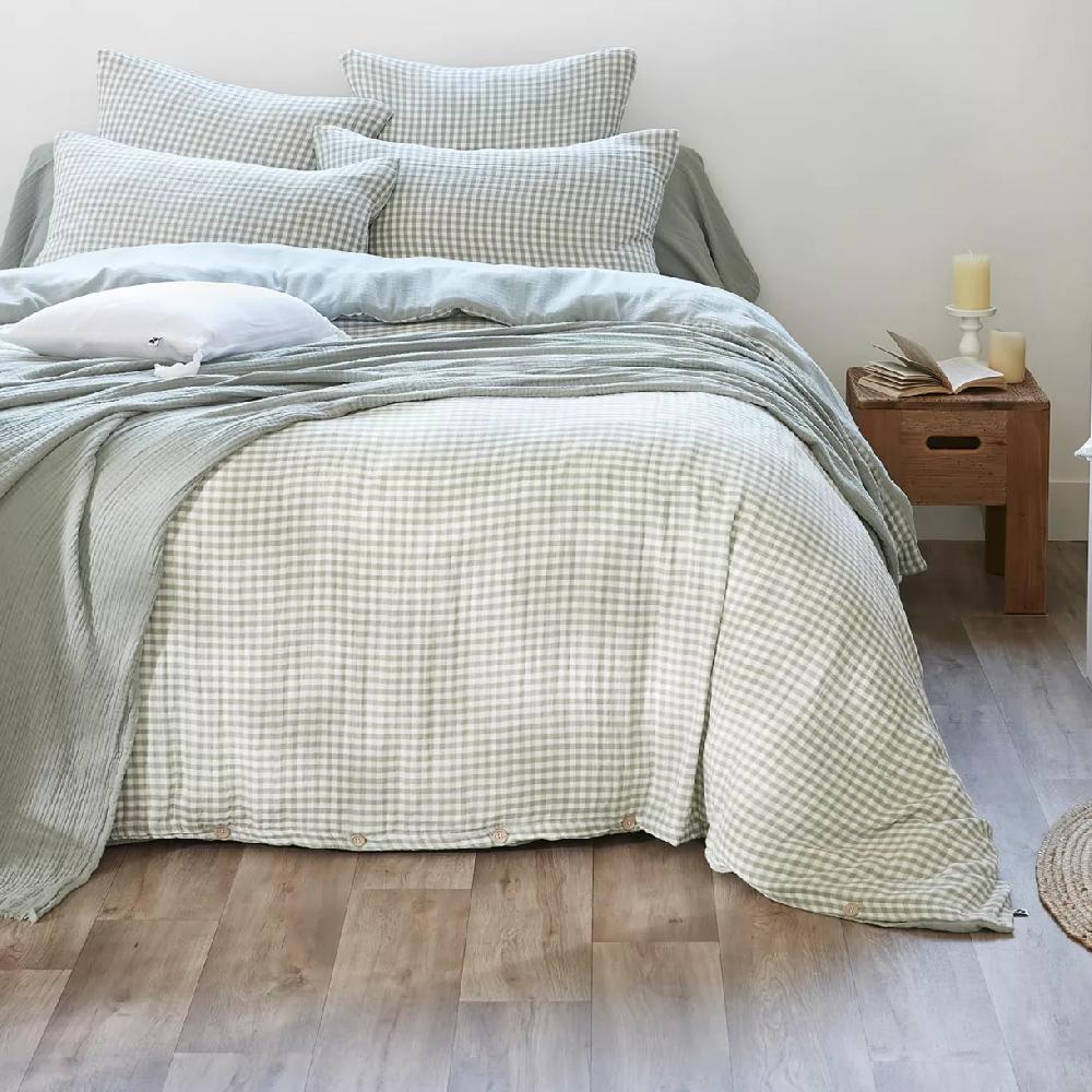 eminza Housse de couette gaze de coton (260 x 240 cm) Vickie Vert eucalyptus