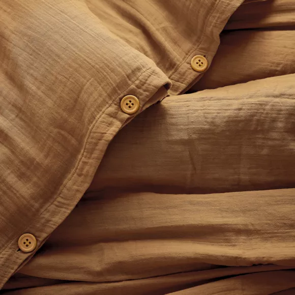 Eminza Housse De Couette Gaze De Coton (280 X 240 Cm) Gaïa Camel