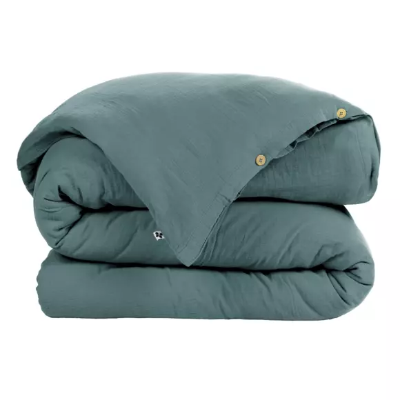 Eminza Housse De Couette Gaze De Coton (280 X 240 Cm) Gaïa Bleu Canard