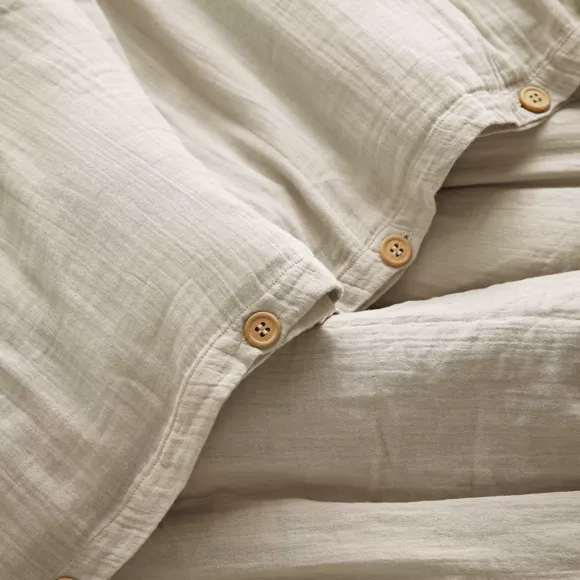 Eminza Housse De Couette Gaze De Coton (280 X 240 Cm) Gaïa Beige Pampa