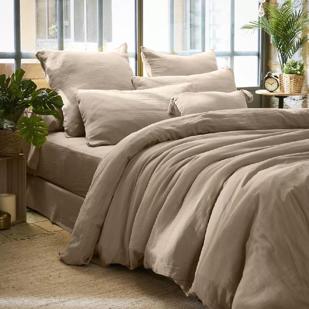 eminza Housse de couette gaze de coton (280 x 240 cm) Gaïa Ficelle