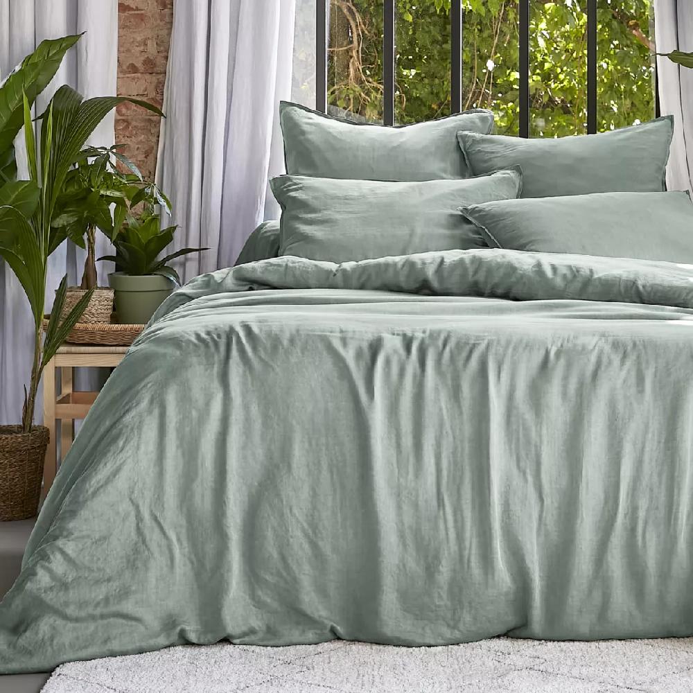 eminza Housse de couette lyocell Tencel™ lavé (260 x 240 cm) Olivia Vert eucalyptus