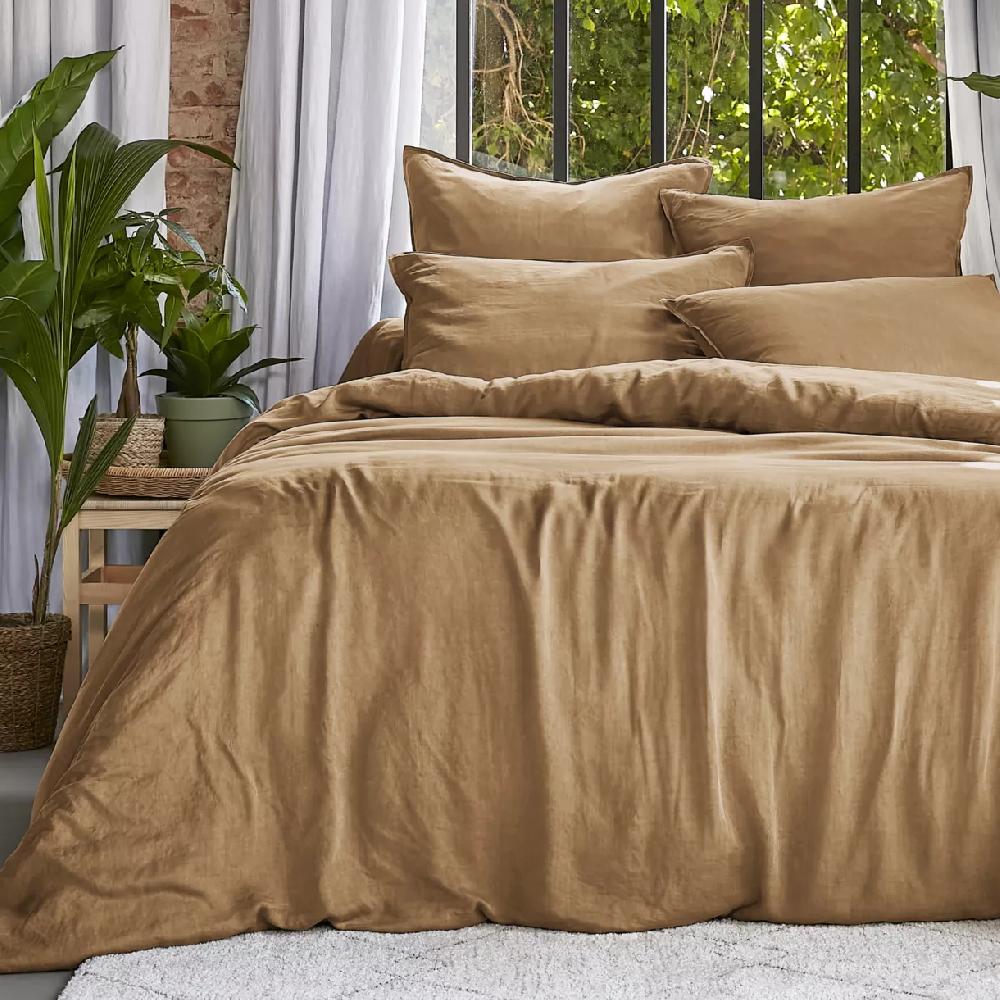 eminza Housse de couette lyocell Tencel™ lavé (280 x 240 cm) Olivia Camel
