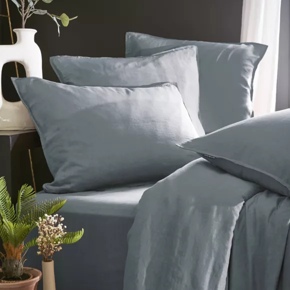 Eminza Housse De Couette Lyocell Tencel™ Lavé (280 X 240 Cm) Olivia Bleu Stone