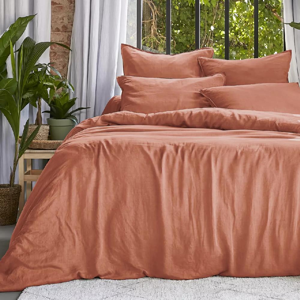 eminza Housse de couette lyocell Tencel™ lavé (280 x 240 cm) Olivia Terracotta