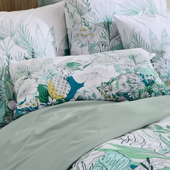 Eminza Housse De Couette Percale De Coton (140 X 200 Cm) Bali Verte
