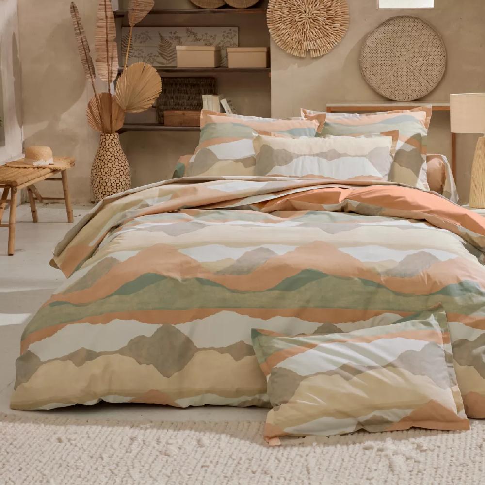 eminza Housse de couette percale de coton (140 x 200 cm) Land Beige Craie