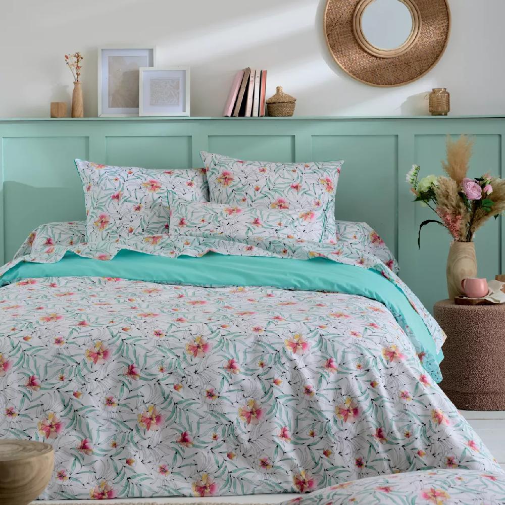 eminza Housse de couette percale de coton (140 x 200 cm) Roxane Multicolore
