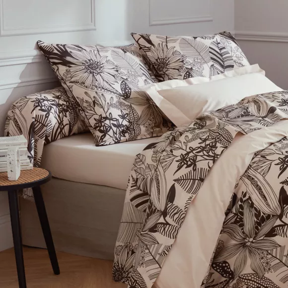 Eminza Housse De Couette Percale De Coton (200 X 200 Cm) Alba Noire