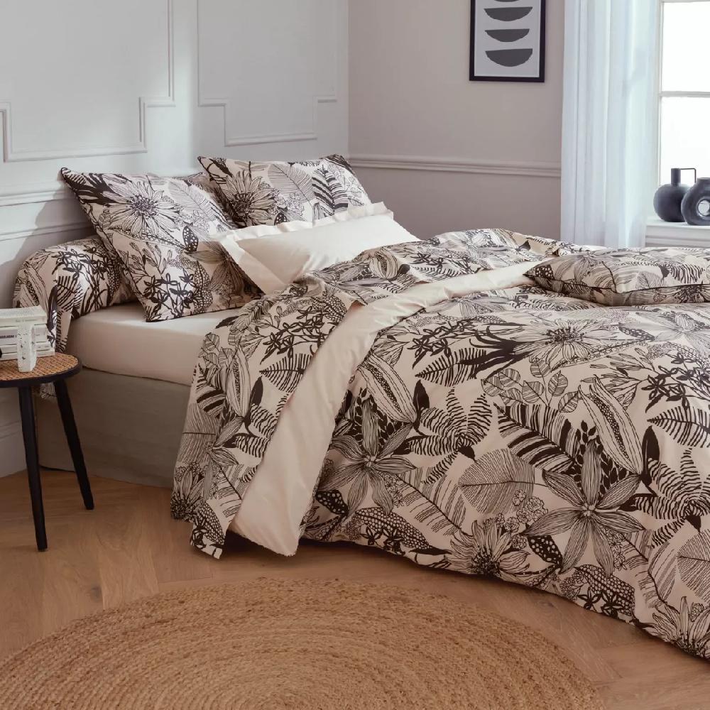 eminza Housse de couette percale de coton (200 x 200 cm) Alba Noire
