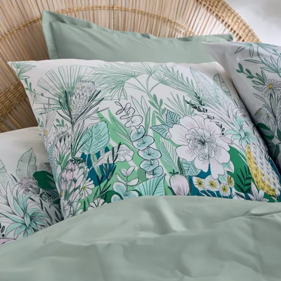 Eminza Housse De Couette Percale De Coton (200 X 200 Cm) Bali Verte