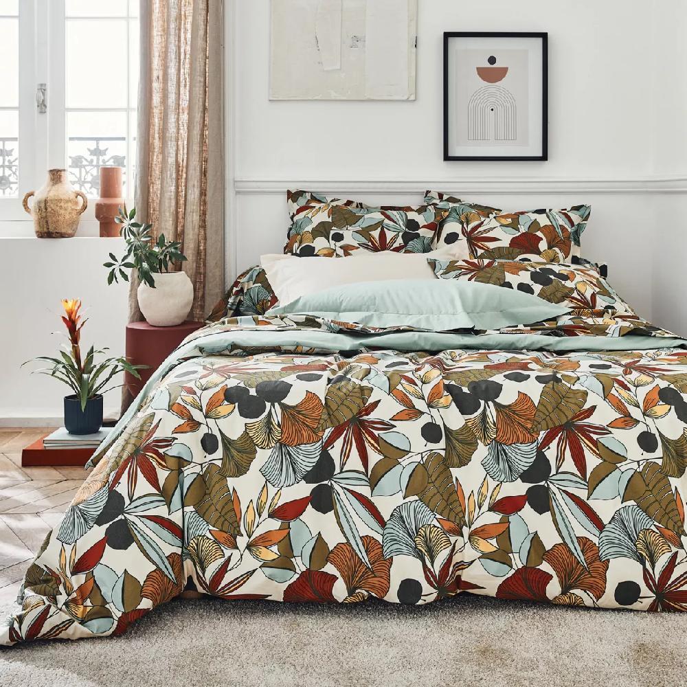 eminza Housse de couette percale de coton (200 x 200 cm) Cascade Multicolore