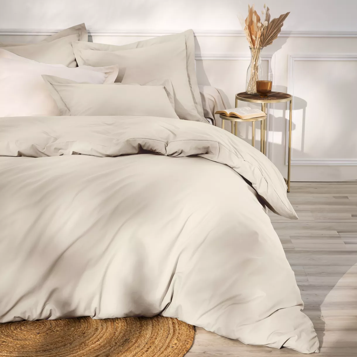 eminza Housse de couette percale de coton (200 x 200 cm) Cali Beige