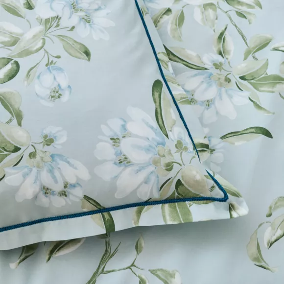 Eminza Housse De Couette Percale De Coton (200 X 200 Cm) Eléna Nil Verte