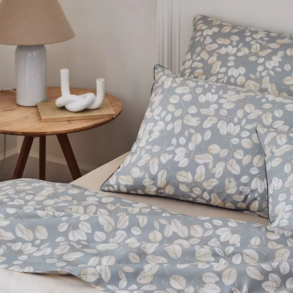 Eminza Housse De Couette Percale De Coton (200 X 200 Cm) Lison Grise