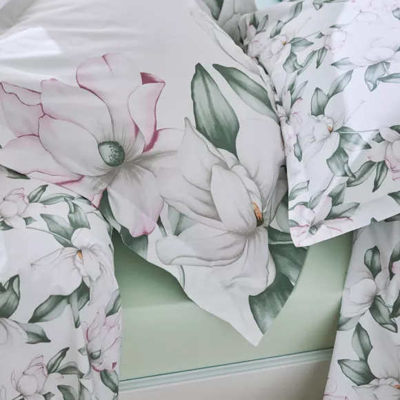 Eminza Housse De Couette Percale De Coton (200 X 200 Cm) Magnolia Vert Sauge