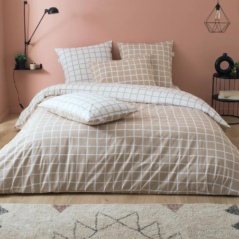 eminza Housse de couette percale de coton (200 x 200 cm) Max Beige