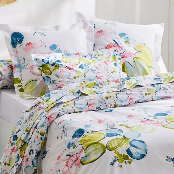 Eminza Housse De Couette Percale De Coton (200 X 200 Cm) Nénuphar Aqua Multicolore