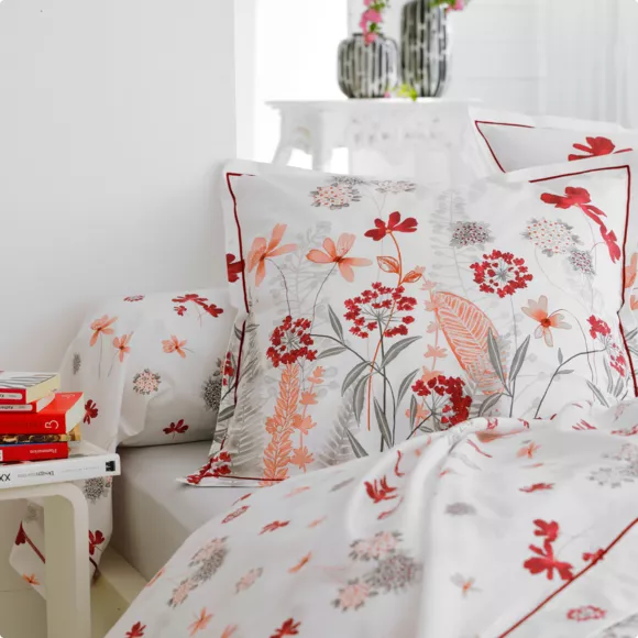 Eminza Housse De Couette Percale De Coton (200 X 200 Cm) Petite Folie Rouge