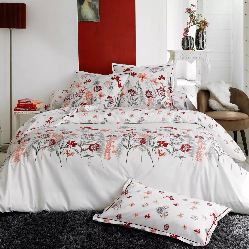 eminza Housse de couette percale de coton (200 x 200 cm) Petite Folie Rouge