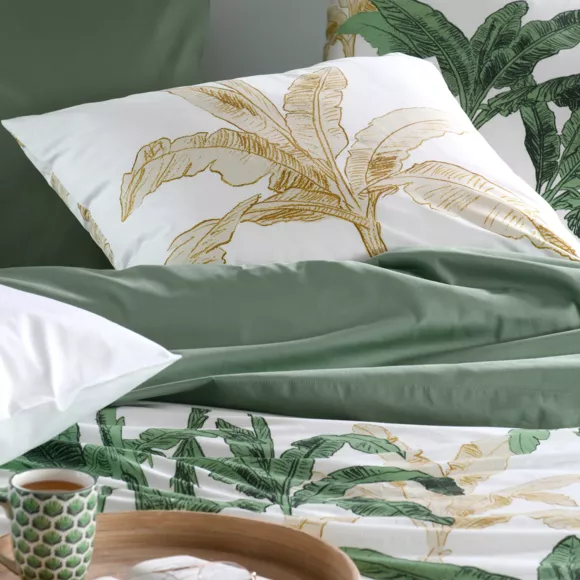 Eminza Housse De Couette Percale De Coton (240 X 220 Cm) Arama Verte