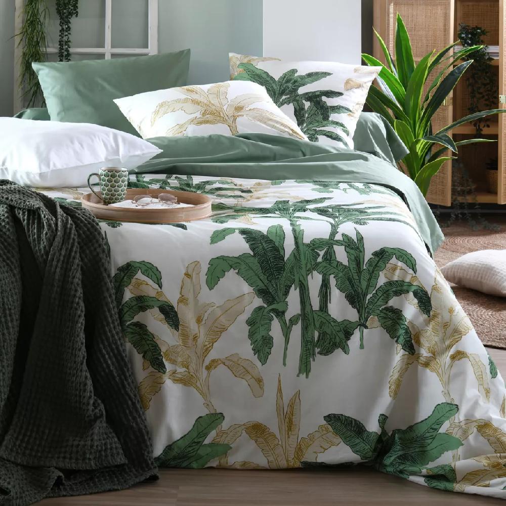 eminza Housse de couette percale de coton (240 x 220 cm) Arama Verte