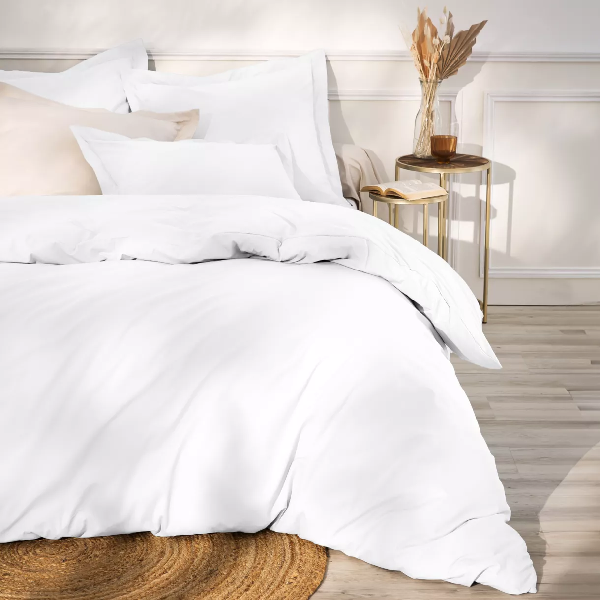 eminza Housse de couette percale de coton (240 x 220 cm) Cali Blanche