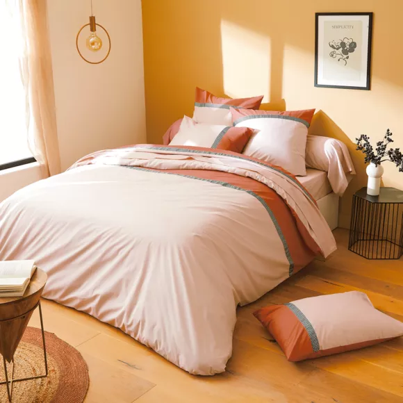 Eminza Housse De Couette Percale De Coton (280 X 240 Cm) Macassar Cognac