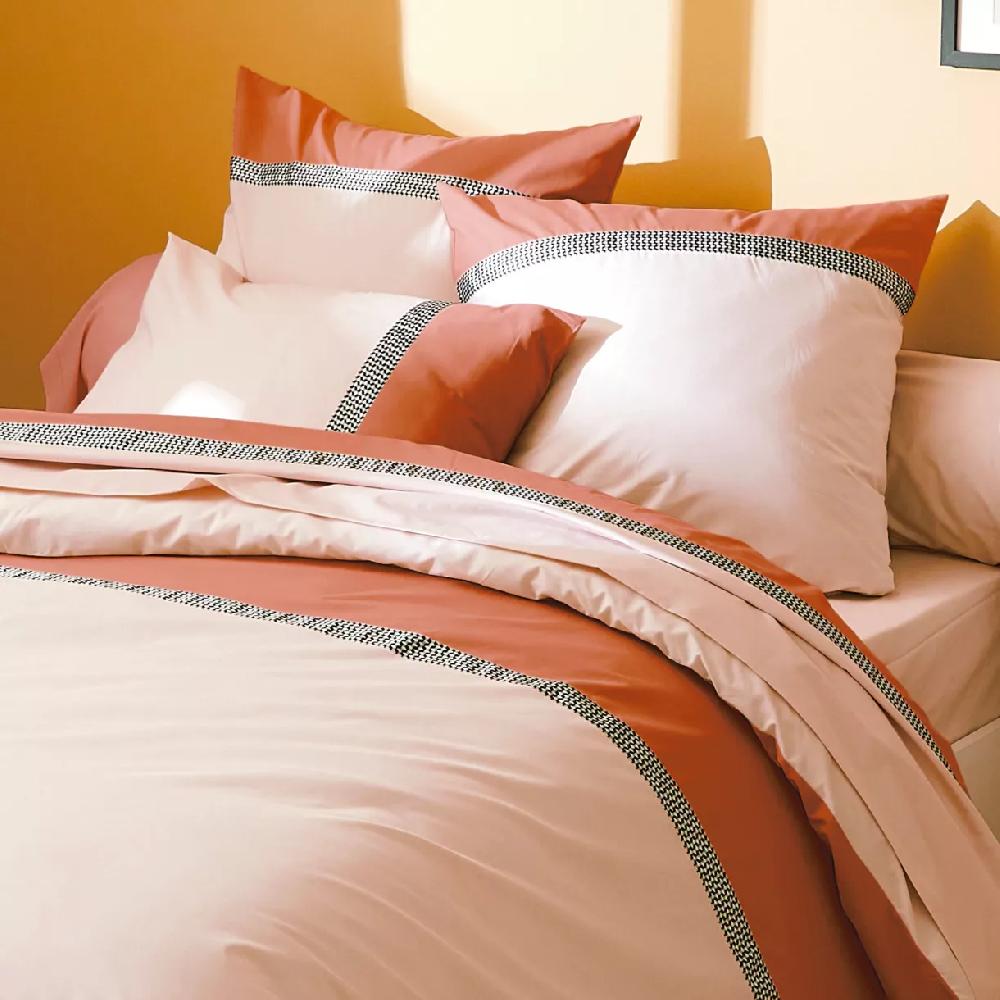 eminza Housse de couette percale de coton (280 x 240 cm) Macassar Cognac