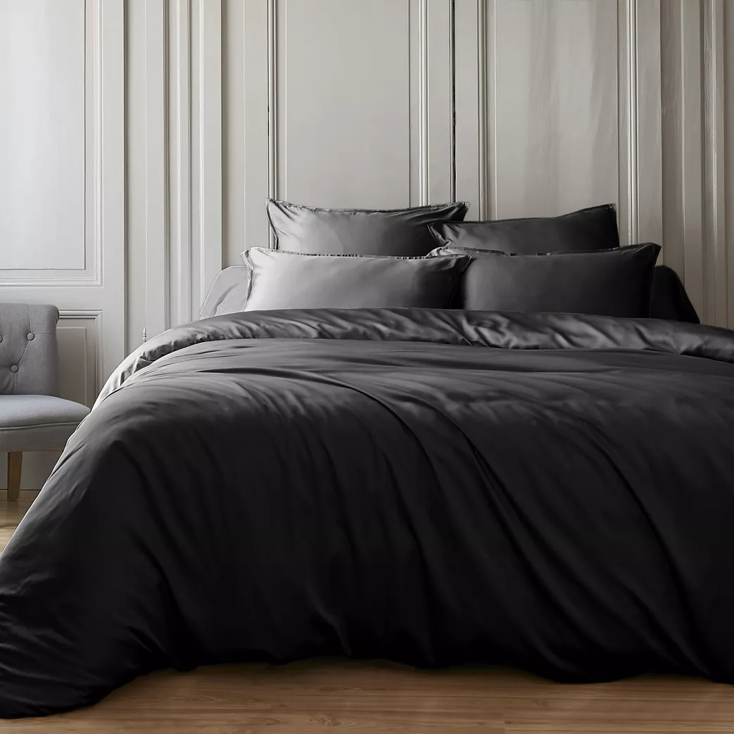 eminza Housse de couette satin de bambou (240 x 220 cm) Salomé Noir