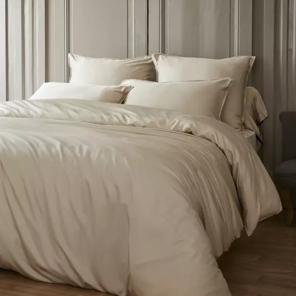 Eminza Housse De Couette Satin De Bambou (260 X 240 Cm) Salomé Beige