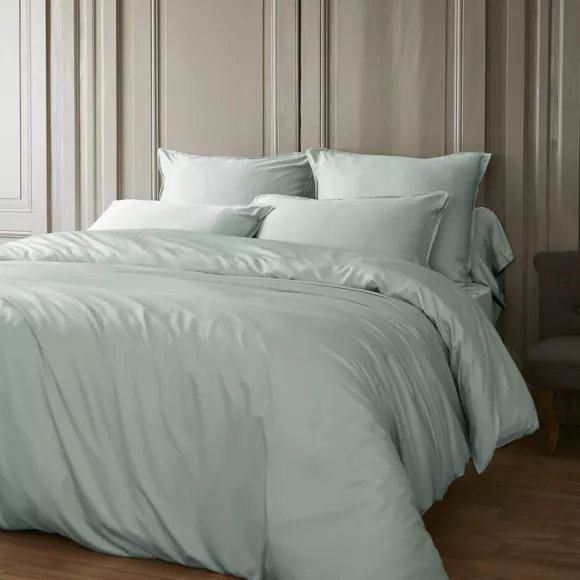 Eminza Housse De Couette Satin De Bambou (260 X 240 Cm) Salomé Vert Eucalyptus