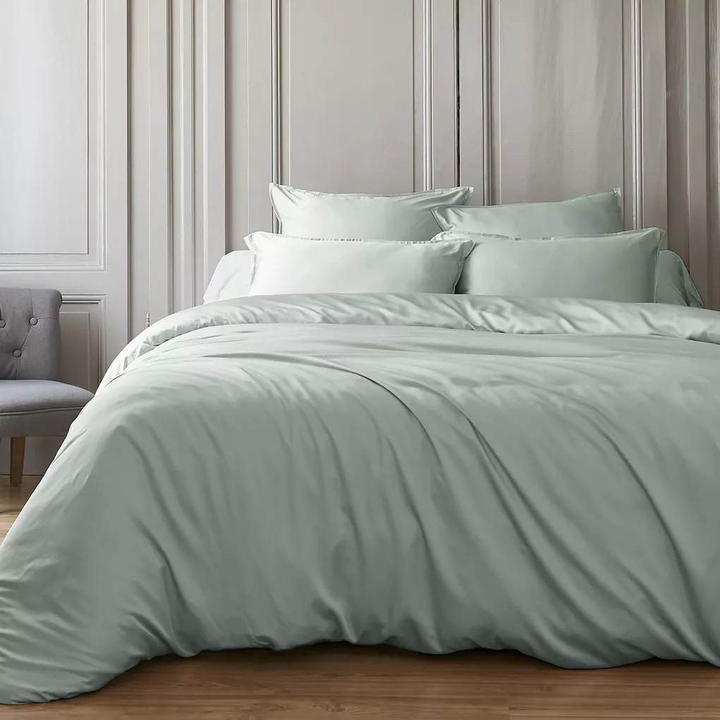 eminza Housse de couette satin de bambou (260 x 240 cm) Salomé Vert eucalyptus