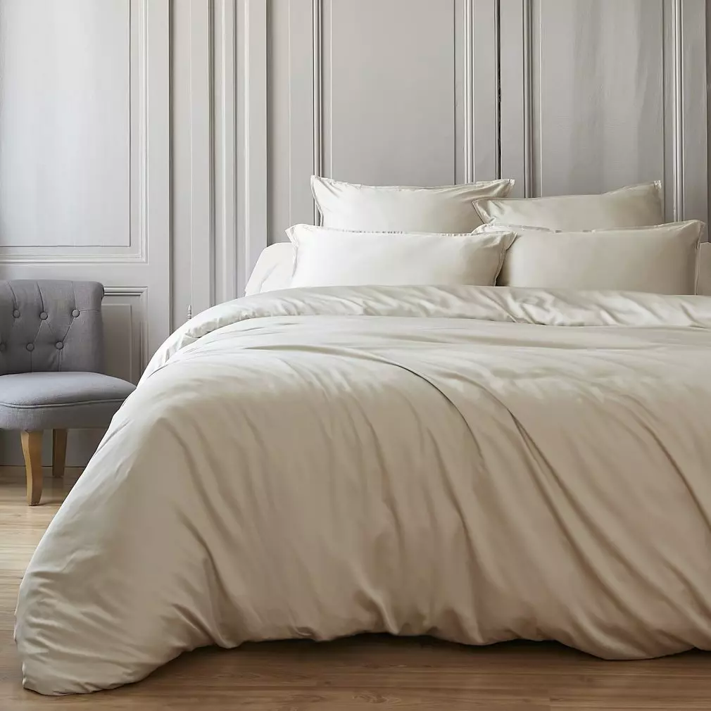 eminza Housse de couette satin de bambou (260 x 240 cm) Salomé Beige