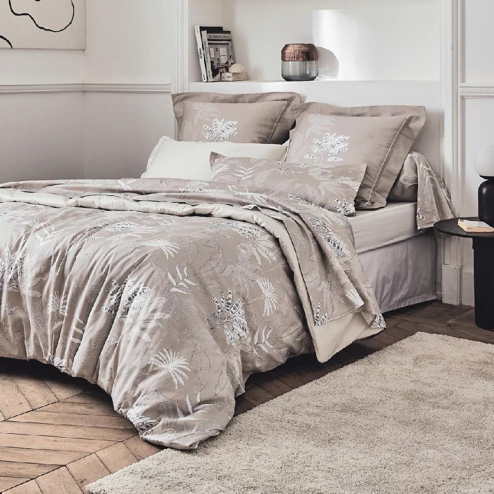 eminza Housse de couette satin de coton (240 x 220 cm) Cayenne Marron