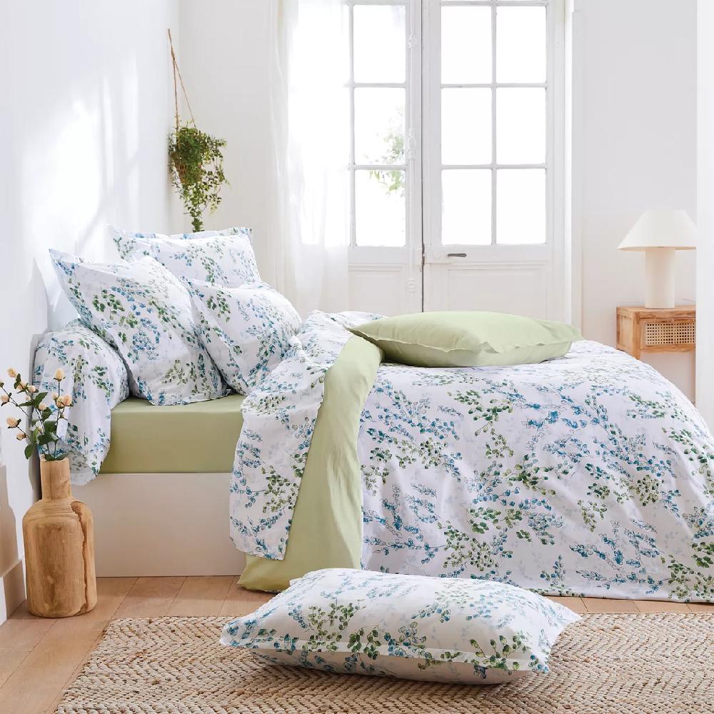 eminza Housse de couette satin de coton (260 x 240 cm) Angèle Vert tilleul